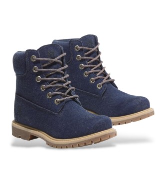 Timberland Niebieskie skórzane buty za kostkę klasy premium