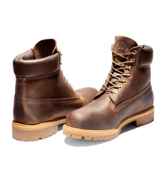 Timberland 6-calowe wodoodporne skórzane buty Premium ze sznurowanym zapięciem w kolorze ciemnobrązowym  