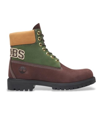 Timberland Stivali 6 Inch in pelle Premium con lacci verdi e marroni Esdemarca Store moda calzature e accessori migliori marche di scarpe e scarpe firmate