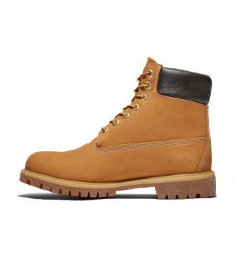 Timberland Stivali in pelle impermeabili gialli premium da 6 pollici con chiusura con lacci