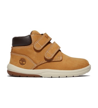 Timberland Botas de cano mdio em pele amarela Toddle Tracks com fecho de velcro 