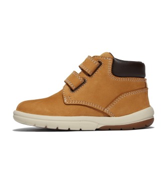 Timberland Botas de cano mdio em pele amarela Toddle Tracks com fecho de velcro 