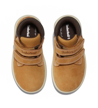 Timberland Botas de cano mdio em pele amarela Toddle Tracks com fecho de velcro 