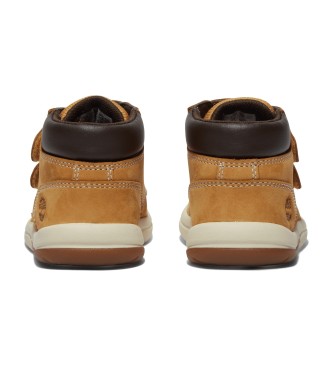 Timberland Botas de cano mdio em pele amarela Toddle Tracks com fecho de velcro 