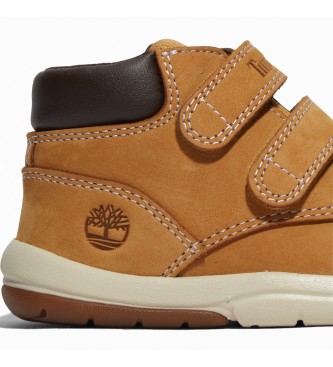 Timberland Botas de cano mdio em pele amarela Toddle Tracks com fecho de velcro 