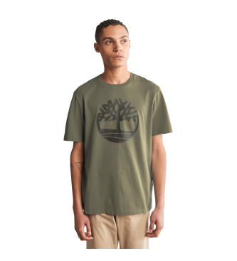 Timberland T-shirt verde sobre o rio Kennebec