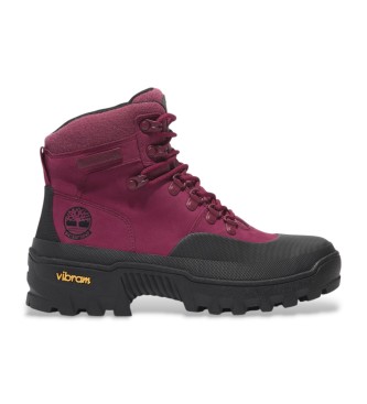 Timberland Stivali impermeabili in pelle a met polpaccio con lacci in gomma Vibram rosa scuro  