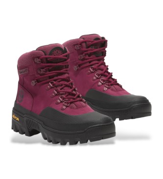 Timberland Stivali impermeabili in pelle a met polpaccio con lacci in gomma Vibram rosa scuro  