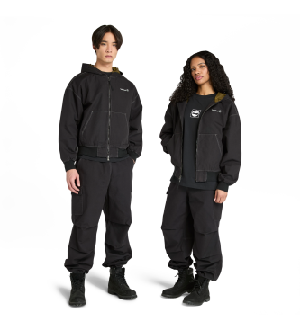 Timberland Bomberjacka med huva och huva i svart tvttad canvas