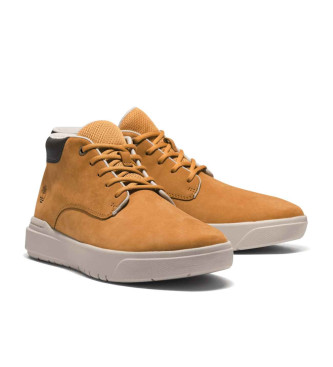 Timberland Seneca Bay brązowe skórzane buty sportowe mid-top