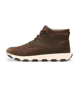 Timberland Brązowe skórzane buty treningowe Winsor Park Mid Lace Up