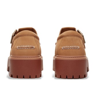 Timberland Stone Street sapatos de couro bege com fivela e plataforma Stone Street bege