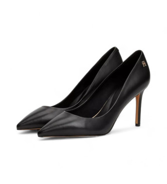 Tommy Hilfiger Sapatos pretos essenciais de couro com salto agulha