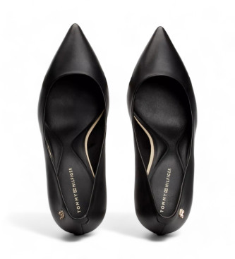 Tommy Hilfiger Sapatos pretos essenciais de couro com salto agulha