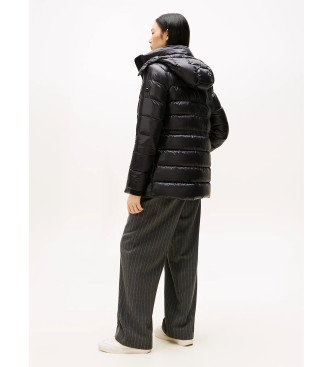 Tommy Hilfiger Glansig svart quiltad dunjacka