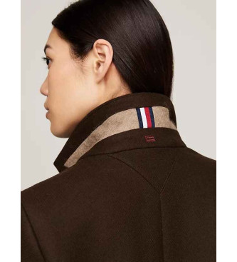 Tommy Hilfiger Brown cashmere single breasted coat with single button fastening