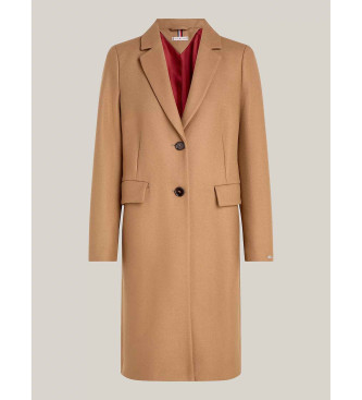 Tommy Hilfiger Cappotto monopetto in cashmere marrone