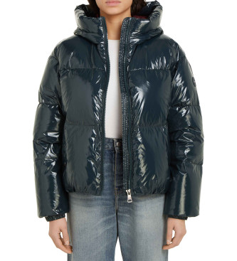 Tommy Hilfiger Blue shiny effect feather coat