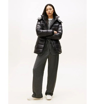 Tommy Hilfiger Abrigo acolchado brillante de plumn negro