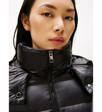 Tommy Hilfiger Abrigo acolchado brillante de plumn negro