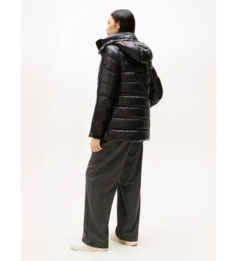 Tommy Hilfiger Abrigo acolchado brillante de plumn negro