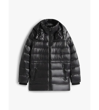 Tommy Hilfiger Abrigo acolchado brillante de plumn negro