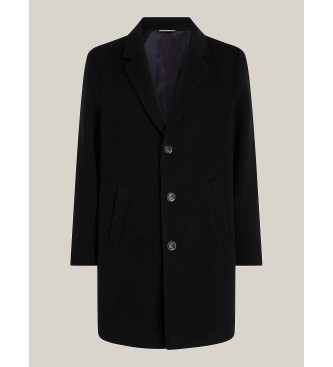 Tommy Hilfiger Cappotto in lana tinta unita nero