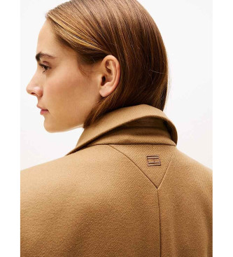 Tommy Hilfiger Casaco comprido castanho de mistura de l e caxemira com caxemira