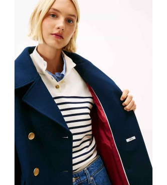 Tommy Hilfiger Plašč iz volnene mešanice modre barve