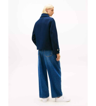 Tommy Hilfiger Plašč iz volnene mešanice modre barve