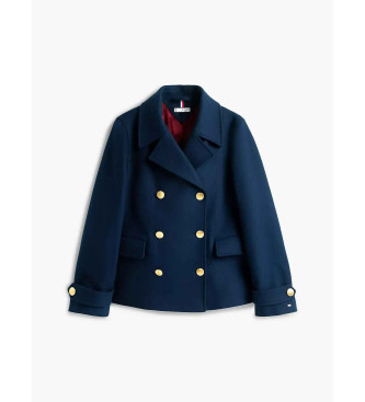 Tommy Hilfiger Plašč iz volnene mešanice modre barve