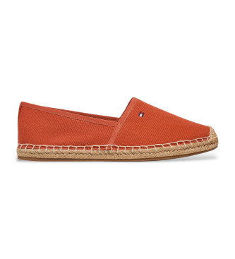 Tommy Hilfiger Orangefarbene Espadrilles aus Canvas mit gesticktem Logo