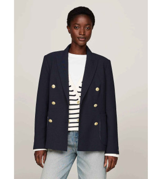 Tommy Hilfiger Twill-Blazer mit doppelreihigem Knopfverschluss in Marineblau