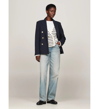 Tommy Hilfiger Blazer de sarja com fecho de botes de duplo peito em azul-marinho