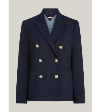 Tommy Hilfiger Blazer de sarja com fecho de botes de duplo peito em azul-marinho