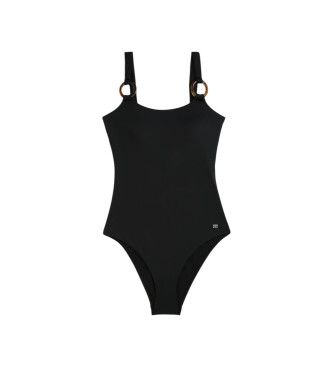 Tommy Hilfiger Maillot de bain noir en écaille avec anneaux
