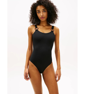 Tommy Hilfiger Maillot de bain noir en écaille avec anneaux