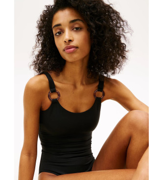 Tommy Hilfiger Maillot de bain noir en écaille avec anneaux