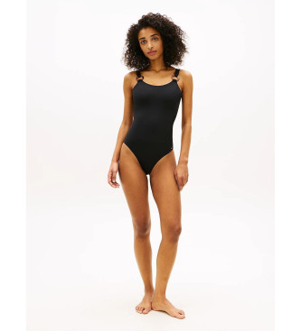 Tommy Hilfiger Maillot de bain noir en écaille avec anneaux