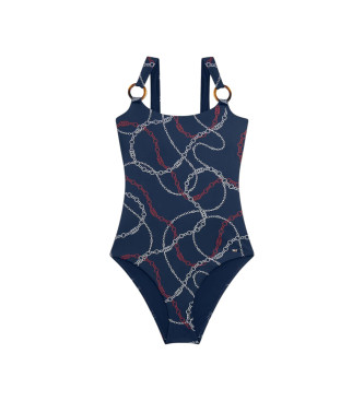 Tommy Hilfiger Maillot de bain dos échancré marine avec anneaux