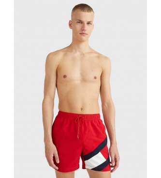 Tommy Hilfiger Mittellanger Badeanzug mit Logo und rotem Kordelzug