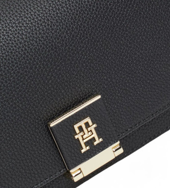 Tommy Hilfiger Sort skuldertaske med monogram