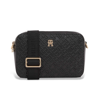 Tommy Hilfiger Skuldertaske med prgede TH-monogrammer, sort