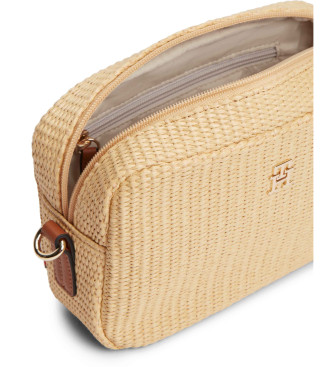 Tommy Hilfiger Bolsa de r�fia bege para m�quina fotogr�fica a tiracolo