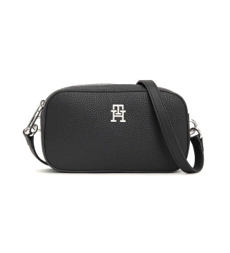 Tommy Hilfiger TH Emblem clutch bag with shoulder strap black
