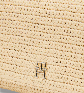 Tommy Hilfiger Transformrbar messengertaske i beige raffia