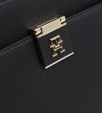 Tommy Hilfiger Granulierte Schultertasche mit Monogramm TH schwarz