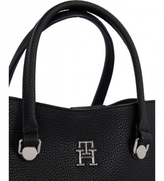 Tommy Hilfiger Small black monogrammed satchel bag