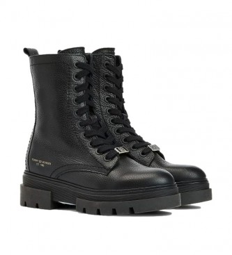 Tommy Hilfiger Leather boots Monochromatic Lace Up black