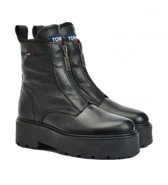 Tommy Hilfiger Leather boots Warmlined Zipper black -Platform height: 5,4cm